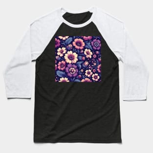 Purple Flowers Baseball T-Shirt